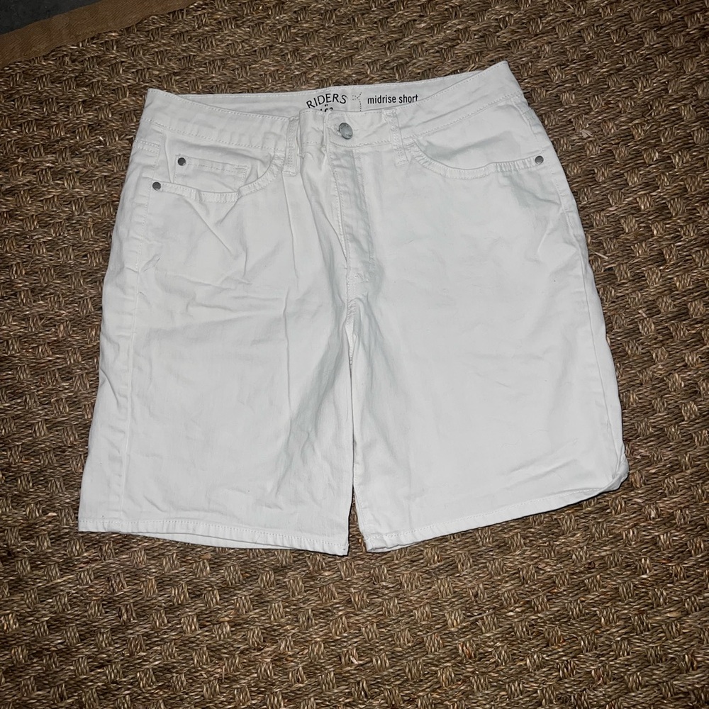 White Mid Rise Denim Shorts - Picture 6 of 8